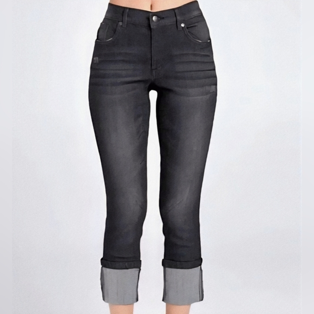 Venus Cropped Cuffed Mid-Rise Straight Leg Jeans Size 12